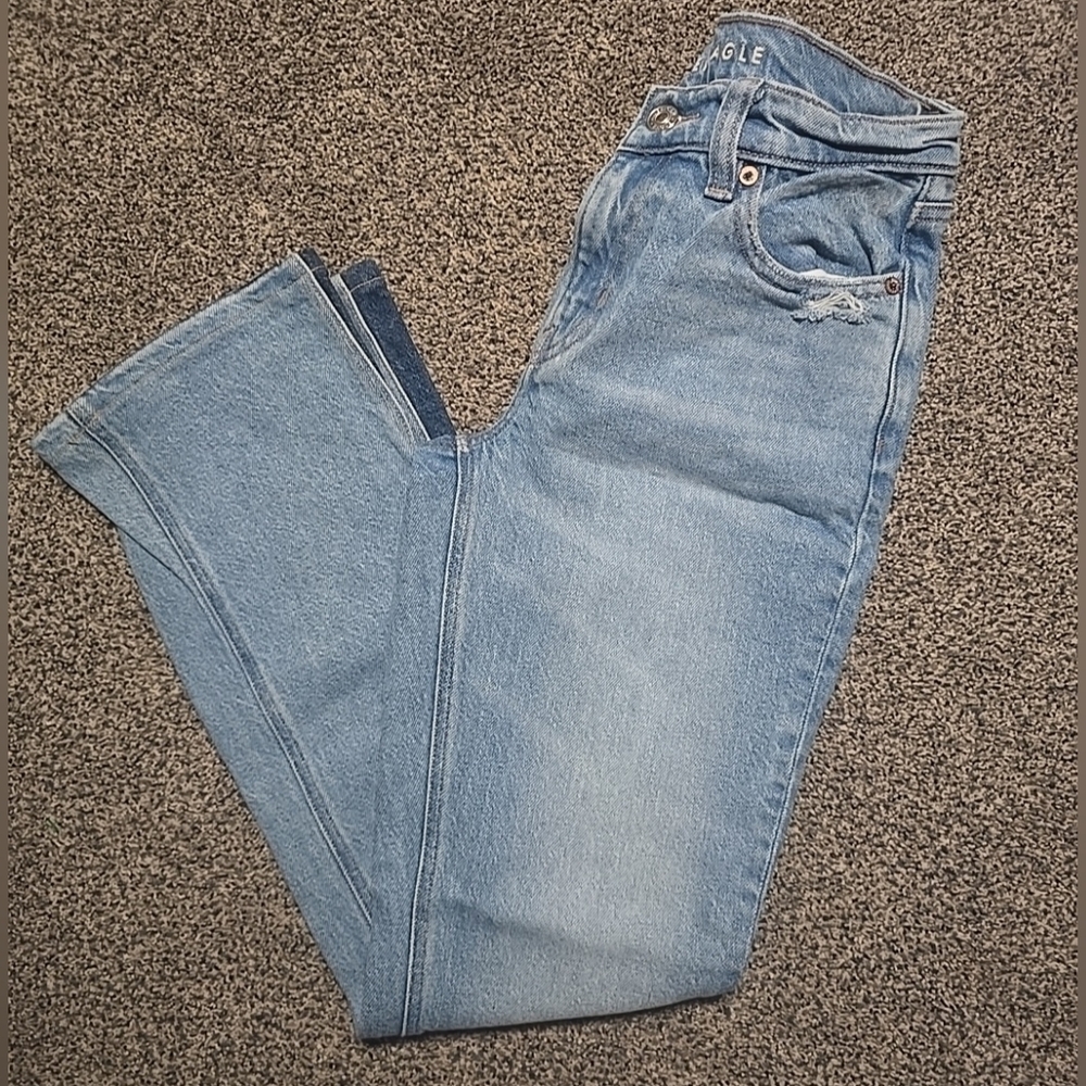 VTG American Eagle 90s Low Rise Skinny Kick Jeans Womens, Size 4, Stretchy Flare - Picture 2 of 11
